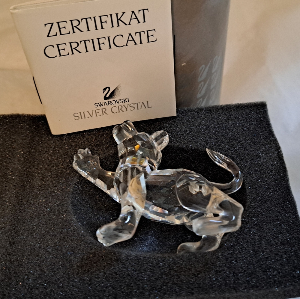 Swarovski crystal Tiger Cub 210460 in original cylinder and COA excellent